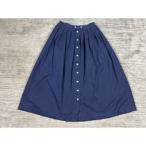 Ladonna USA Skirt Womens XS Blue Button Front Midi Pleated Partial Elastic Waist